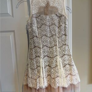 Masquerade Ivory Lace Overlay Tulle Hem Dress